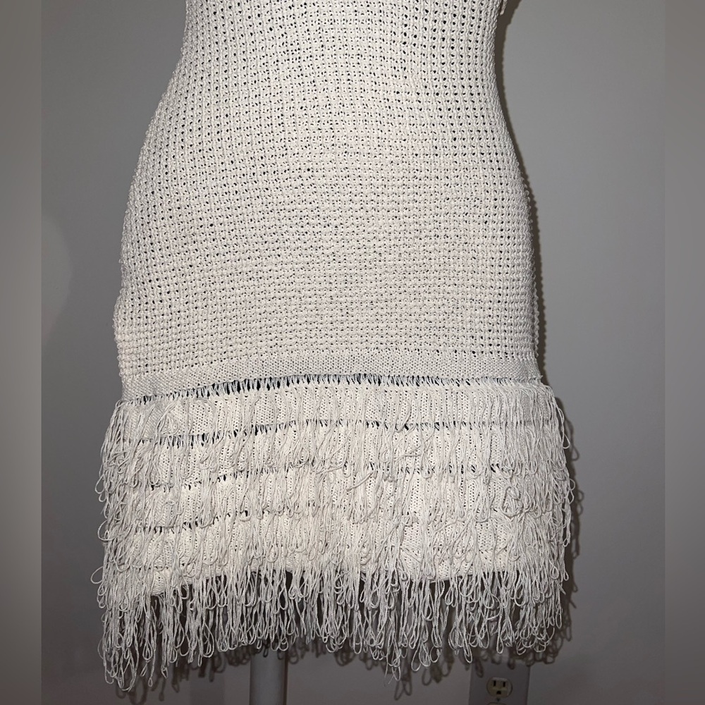 Elegant Cream Knit tassel Dress - Picture 2 of 6